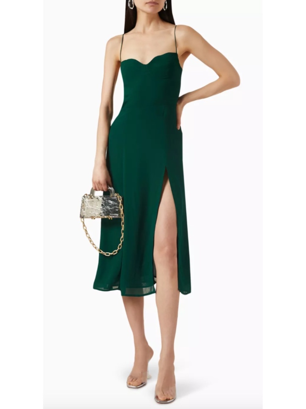 NEW Reformation Juliette Dress Emerald 2 - Picture 4 of 17